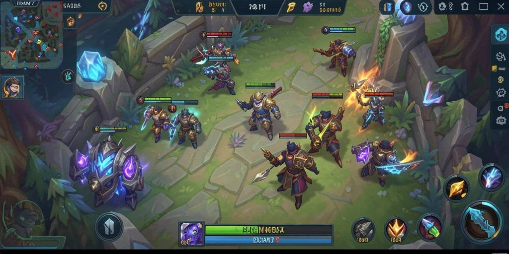 Tangkapan layar menampilkan aksi seru dalam permainan MOBA ADAM77.