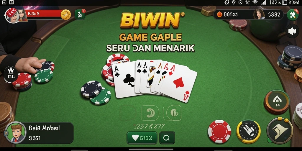 Tampilan gameplay seru dari aplikasi Gaple BIWIN.