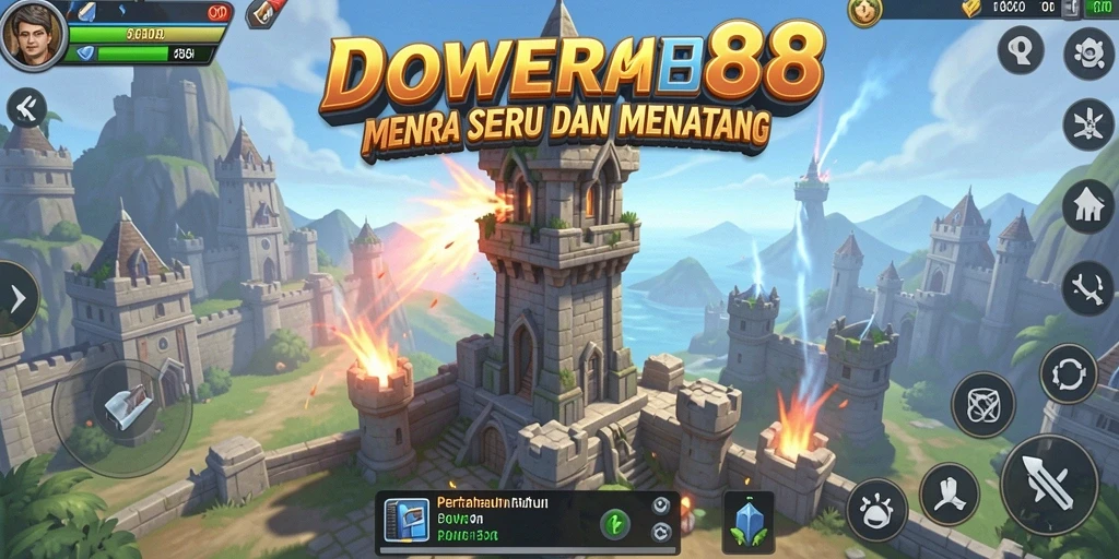 Screenshot DOWER88 menampilkan gameplay Tower Defense yang menegangkan dan menantang.