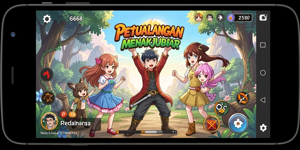 Tampilan gameplay G668 yang penuh aksi dan petualangan menyenangkan.