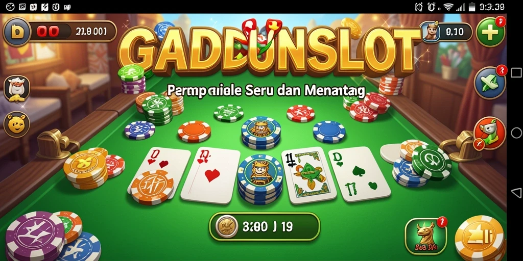 Tampilan gameplay seru GADUNSLOT dengan kartu Gaple.