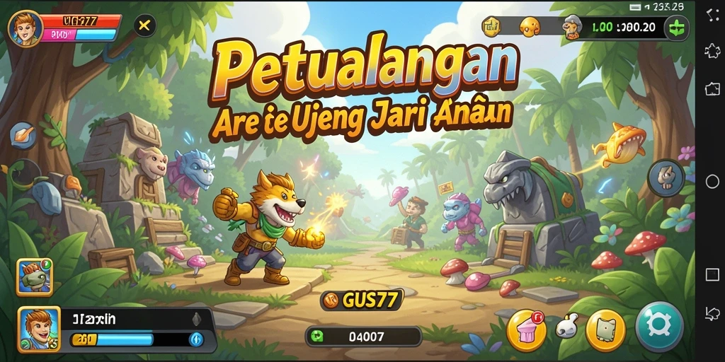 Screenshot GUS77 menampilkan gameplay seru dengan karakter dan tantangan menarik.
