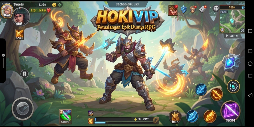 Screenshot HOKIVIP menampilkan aksi pertempuran epik dalam gameplay RPG.