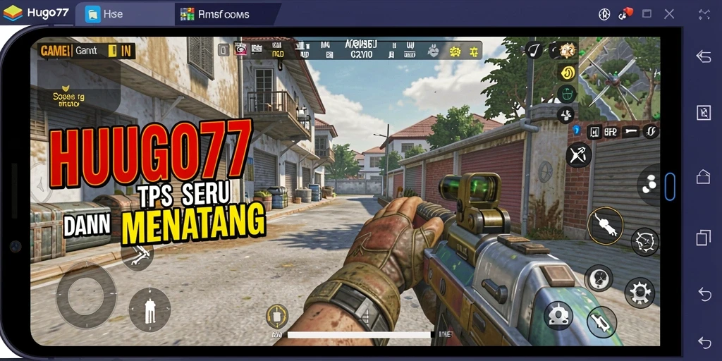 Screenshot gameplay HUGO77 menampilkan aksi pertarungan yang intens di arena.