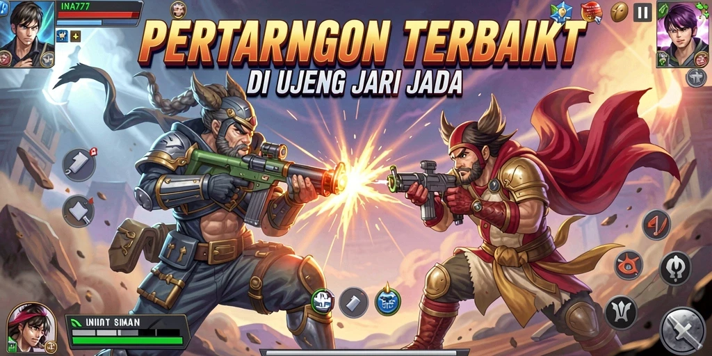 Tampilan aksi seru dari karakter dalam pertarungan Fighting.