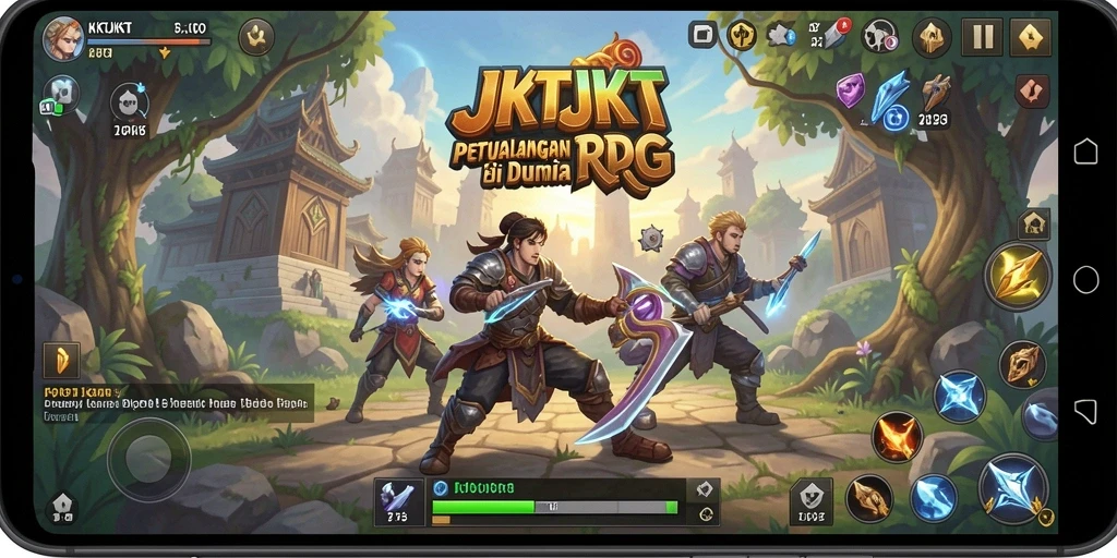 Tampilan gameplay JKTJKT menampilkan aksi seru dalam pertempuran RPG.