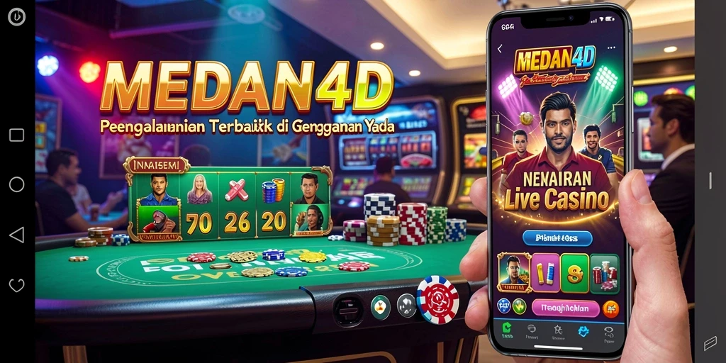 Screenshot utama MEDAN4D menampilkan dealer profesional di meja permainan Live Casino.