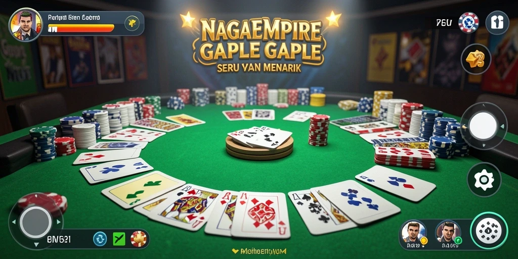 Tampilan gameplay NAGAEMPIRE yang menarik dengan kartu Gaple.