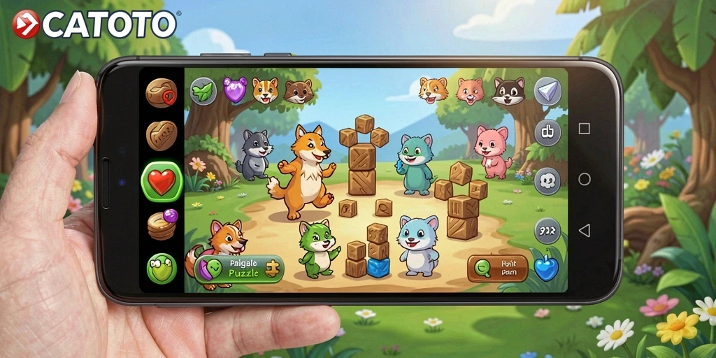 Screenshot OCATOTO menampilkan gameplay puzzle yang seru dan menantang.