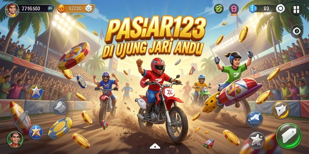 Tampilan ciamik dari gameplay balapan PASAR123 penuh aksi.