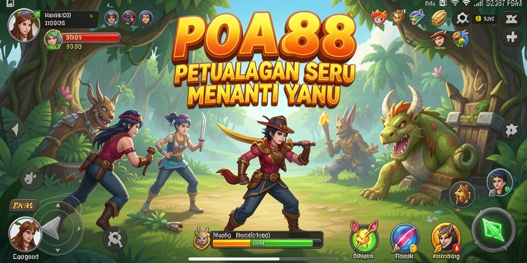 Screenshot utama POA88 menampilkan aksi petualangan yang mendebarkan.