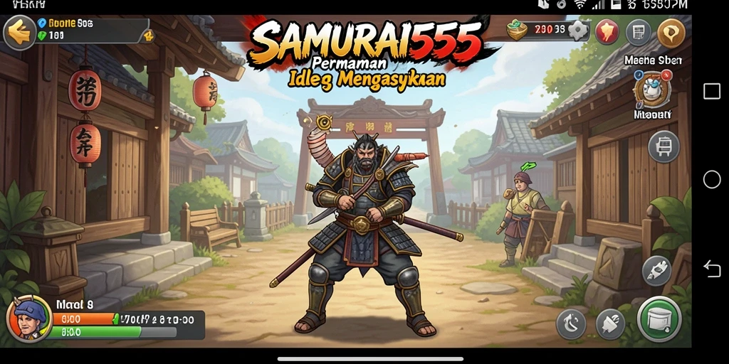Screenshot gameplay SAMURAI555 menampilkan aksi samurai yang menegangkan.