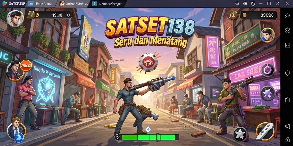 Tampilan gameplay Arcade yang penuh warna dan dinamis.
