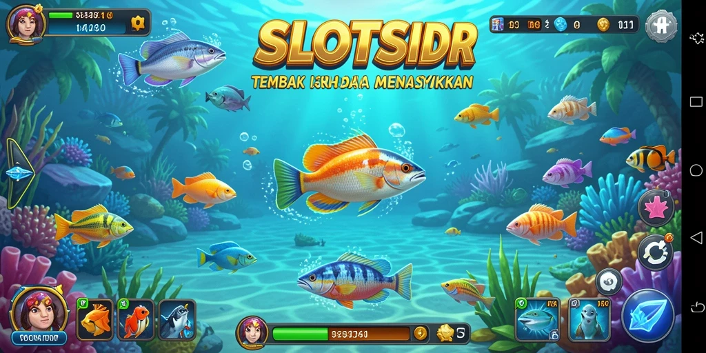 Tampilan gameplay SLOTSIDR yang penuh aksi menangkap ikan.