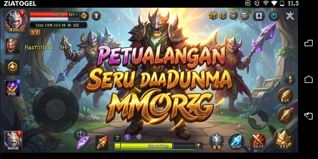 Screenshot gameplay ZIATOGEL yang menampilkan pertarungan seru di dunia MMORPG.
